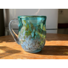 Крупная ваза кувшин с ручкой цветное стекло винтаж