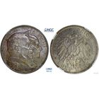 5 марок 1906 г. Баден. Германия. 50 лет свадьбе Фридриха I и Луизы Прусской. NGC MS 64. Серебро. КМ# 277