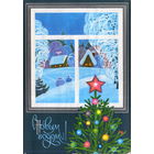 Подписанная открытка 1976г. "С Новым годом! Вид из окна" худ. Л. Курьерова