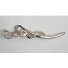 Брошь с кристаллом. Под серебро. Классика. Размер 6 см на 1,3 см. Старая Германия.