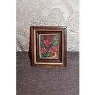 Картина "Цветочки", масло, 1995 год, размер с рамой 12.5*11 см.