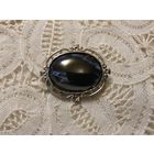 Брошь Гематит Классика под серебро Германия винтаж