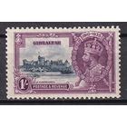 40.BrKS. Великобритания. Колонии. Гибралтар. Серебряный юбилей. Георг V. 1935 г. 1Sh. Концевая  марка  серии. Mi.#103.
