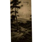 СТАРИННАЯ гравюра  Пастух, пасущий овец. работы Дж. У. Гоззарда. конец 19 века в рамке 19 века