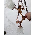 Люстра с ангелочками, Европа, бронза-латунь, высота 65см, ширина 44см, плафоны 10х10см