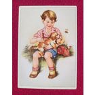 Мальчик со щенком. ГДР. Германия. Чистая. Кр1.