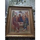 Икона Троица с золотыми ризами очень красивая  28/22