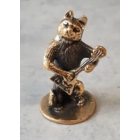 Статуэтка миниатюра Кот с балалайкой Бронза