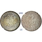 3 марки 1912 г. A. Свободный город Любек (1871 - 1918) Германия. NGC MS 63. Редкие! Серебро. КМ# 215