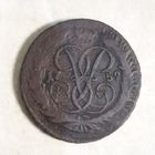 2 копейки 1759 РИ. Перечекан. Гурт сетка.