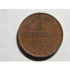 Саксония 5 пфеннигов 1862г