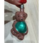 Елочные игрушки, стекло, медведь с мячом, мишка, цирковой медведь