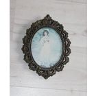 Настенное, латунное, миниатюрное панно "Девушка на берегу", клеймо, Италия.