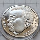 5 марок ФРГ 1975 года .50-летие  со дня смерти Фридриха Эберта .Серебро.