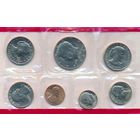 Годовой набор монет США 1980 г. с двумя долларами Сьюзен Б. Энтони двор D+S (1; 5; 10; 25; 50 центов +2 шт.  1 доллар Сьюзен Б. Энтони) _UNC