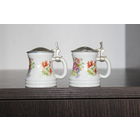 Фарфоровые, миниатюрные, пивные бокала с металлической крышкой, 2 шт, клеймо, Германия, BMF.