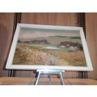 Пейзаж маслом на картоне, 1990 год, размер 34*23 см., "Этюд Околица".