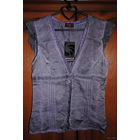 Фирменная Блуза-безрукавка-"EFFETTI"-цвет фиолетовый с шикарнейшим оттенком-пр.Италия-размер-40/42-44-S/M-Изначальная стоимость 34.90 евро_Состав:_55%котон на 45%шёлк_НОВАЯ_!