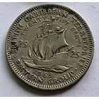 Восточные Карибы 25 центов 1965 год Елизавета корабль