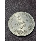 2 марки для Финляндии.  Николай Второй .1907. Сохран .125 572 шт тираж .Штемпельный блеск.