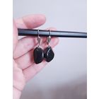 Серьги винтажные из натурального черного агата