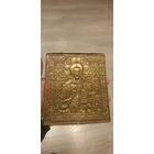 Большая икона Господь Вседержитель  меднолитая 19 век