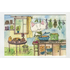 Открытка. Коты. Котики. Котята. Семья. Фауна, животные. Повар, хозяюшка, кулинария. Художник Анастасия Еременко (чистая)