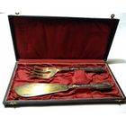 Набор старинных сервировочных приборов,нож и вилка в коробке,гравировка.Серебро 800пр.Конец 19-го века.