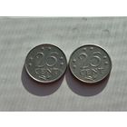 Сборный лот 25 центов Нидерландские Антильские острова. Лот состоит из 2-х монет. Монеты не чищены. 45241