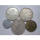Не частые монеты Турции 5шт. без повтора.