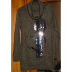 Длинный свитер-туника, р-р 44-46, с узором из пайеток, снизила цену