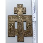 Ф-образный киотный крест распятие с Предстоящими 19 век