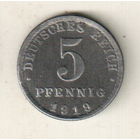 Германия 5 пфенниг 1919 A