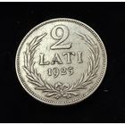 2 лата 1925 г.  Латвия.  Серебро