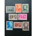 Польша 1947 Полная серия марок "Польская культура" (гашение без клея, следы от наклеек) Mi.463А-470А каталог 2.20 евро