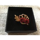 Брошь  Розы Германия Красная эмаль винтаж