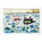 Открытка. Коты. Котики. Котята. Семья. Фауна, животные. Дайвинг, рыбки, отпуск, море. Художник Анастасия Еременко (чистая)