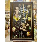 Кищенко А.М "Девушка с цветами", 1981г. Холст, масло. Размер 140х80 см.