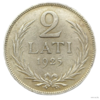 2 лата 1925 Латвия Первая Республика! Серебро 10 грамм 835 пробы! ВОЗМОЖЕН ОБМЕН!