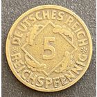 Монета 5 пфеннигов 1925 год. Веймарская республика.