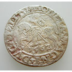 Полугрош 1562, Жигимонт Август, Вильно. Ав: окончание легенды - L, Рв: хвост Погони вниз, окончание легенды - LITV