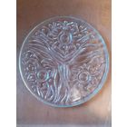 Блюдо 30 см на ножках большое стеклянное СССР тортница