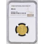 Нидерланды. Дукат 1928г NGC MS61.