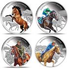 Ниуэ 4 доллара 2014г. "Легендарные лошади Австралии." Монеты в капсулах; шикарном деревянном подарочном футляре; номерной сертификат; коробка. СЕРЕБРО 100 гр.