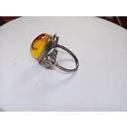С рубля без мц. кольцо-перстень женский с плав янтарем. 2ФЯ фЗвезда925пр. диам 1.8х1.9см. на тонкий палец.