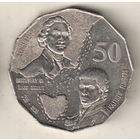 Австралия 50 цент 1998 200 лет путешествию Джорджа Басса и Мэтью Флиндерса