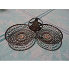 Конфетница  "Барышня", скань, мельхиор, винтаж СССР