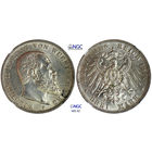 3 марки 1914 г. F.  Вильгкльм II. Вюртемберг. Германия. NGC MS 62. Серебро. КМ# 635