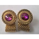 Запонки возможно позолоченные. возможно СССР. розовый камень (стекло)