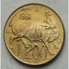 Сан-Марино 200 лир 1981 г. В холдере